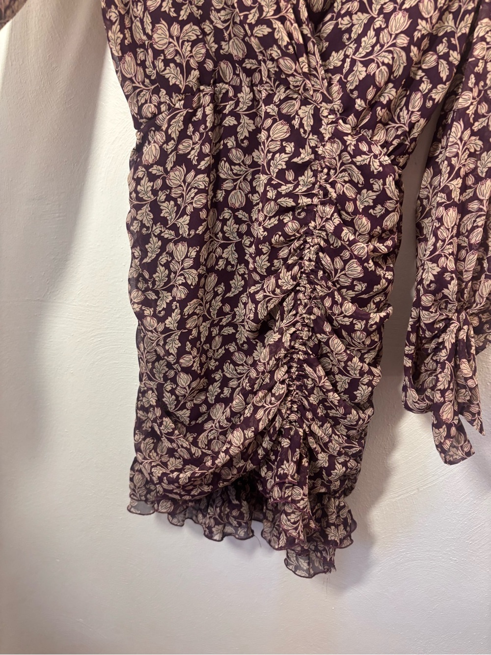 Zara Floral Wrap/Ruching Mini Dress Size Small - Picture 3 of 12